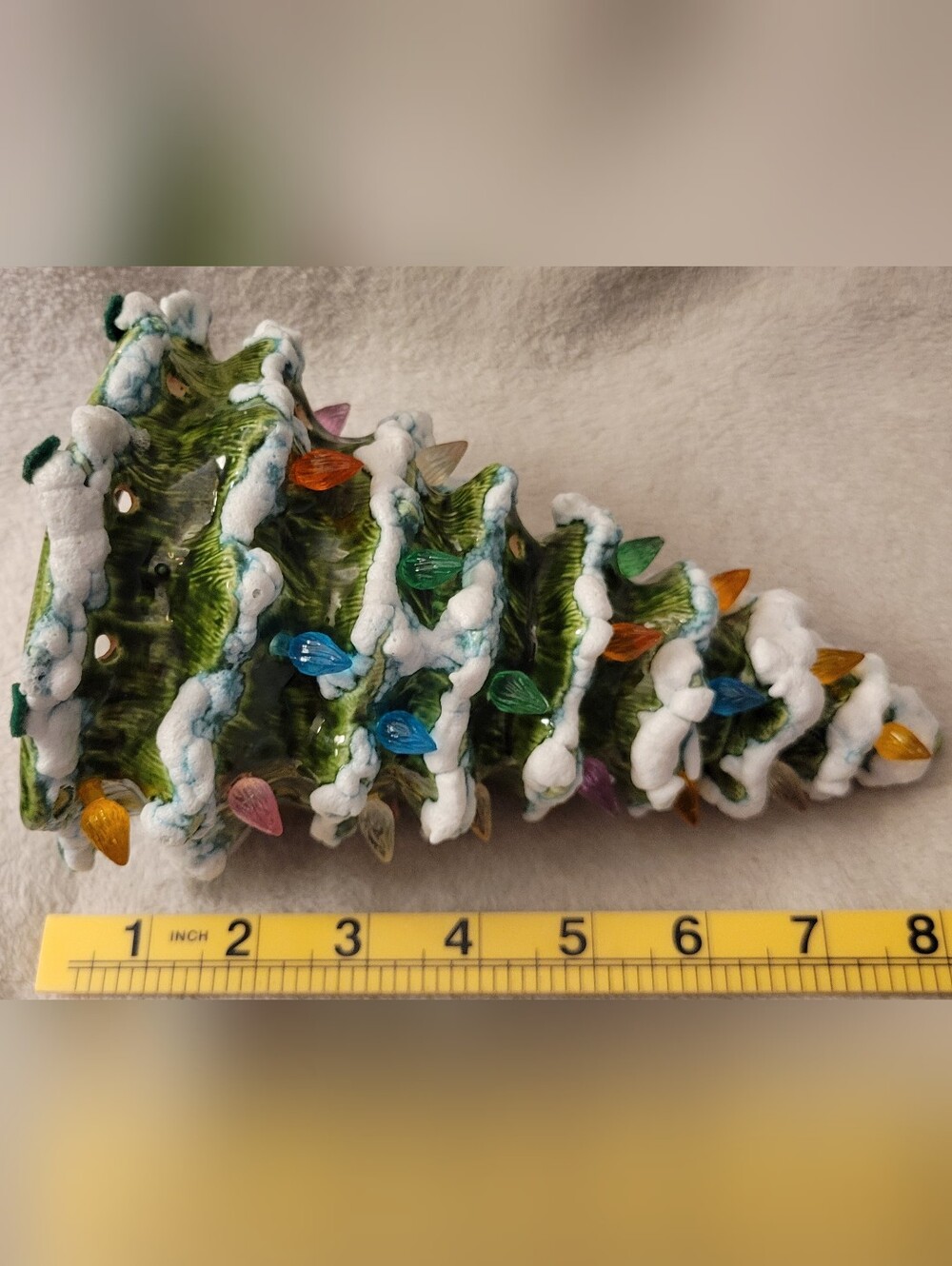 Vintage Ceramic Snowy Christmas Tree with Colorful Bulb Lights - Home Holiday - Picture 6 of 7